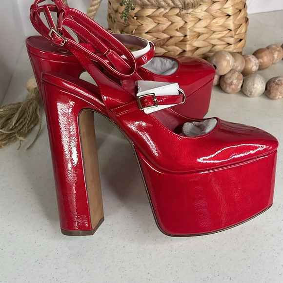 Jessica Simpson Pialley Ankle Strap Platform Pump:Sz 8.5. Richest Red - Picture 7 of 10